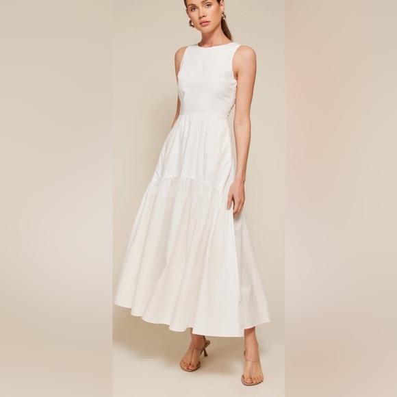 Line and Dot Maison Cut Out Dress Elegant White Maxi Size Small NEW